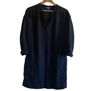 Vince Linen Size Large V Neck Roll Tab Sleeves Shift Dress Lagenlook Pockets